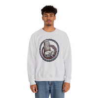 Norse Runestone Hound Odin's Wolves Sweatshirt - Medium-Heavy Cotton Blend Crewneck - Unisex White
