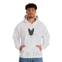 Third Eye Sacred Geometry Spirit Dogs Hoodie - Heavy Blend Fleece Pullover - Unisex White