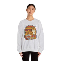 Orange Tabby Retro Sunset Graphic Sweatshirt - Heavy Blend Crewneck Fleece - Unisex White