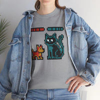 8-Bit Pixel Gaming Dogs Boss Fight T-Shirt - Heavyweight 100% Cotton Classic Fit - Unisex White