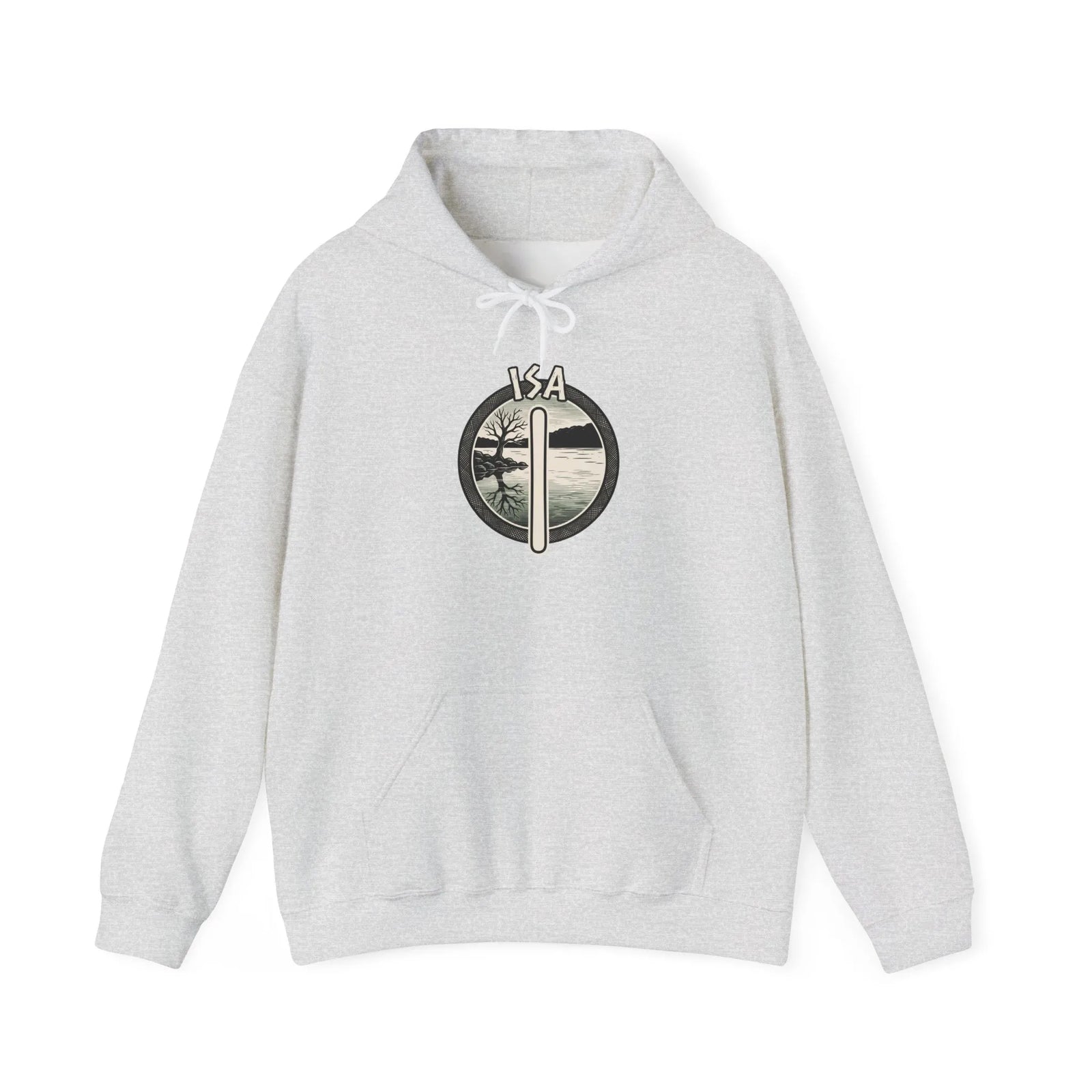 Isa Rune Ice Stillness Hoodie - Heavy Blend Fleece Pullover - Unisex White