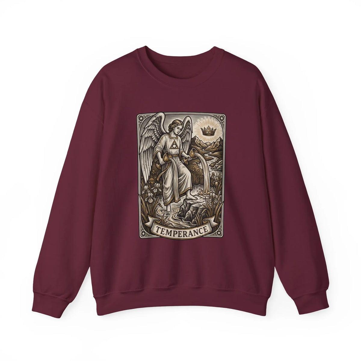 Temperance Tarot Card Angel Sweatshirt - Heavy Blend Fleece Crewneck - Unisex White