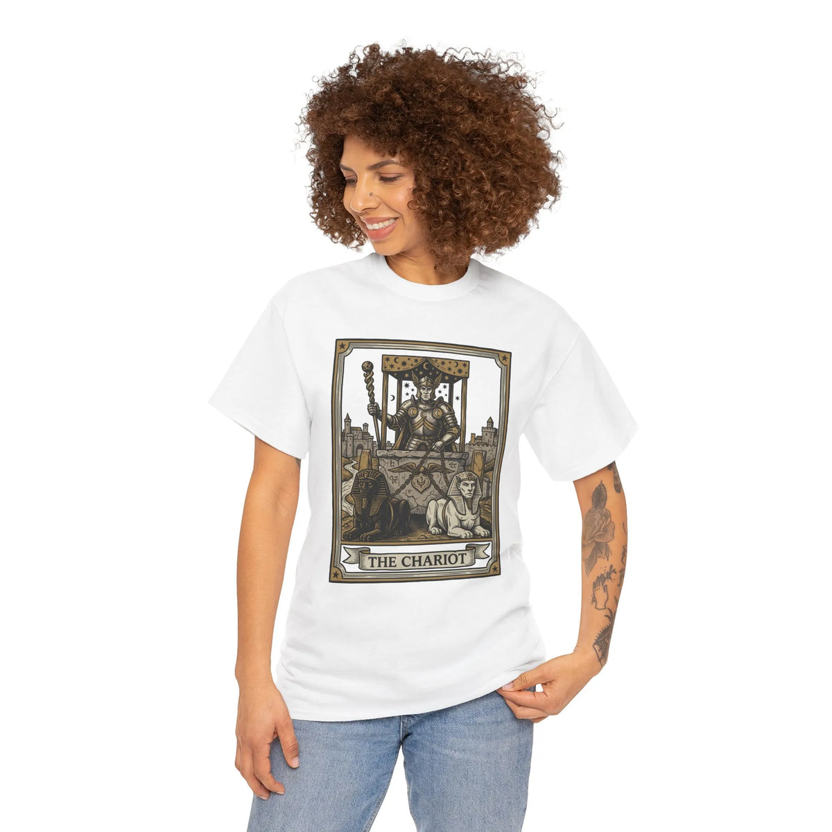 The Chariot Tarot Card T-Shirt - Heavy Cotton Classic Fit Tee - Unisex White