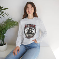 Skull Throne Heavy Metal Rocker Dogs Sweatshirt - Heavy Blend Cotton Poly Crewneck - Unisex White