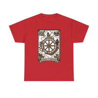 Wheel of Fortune Tarot Graphic T-Shirt - Heavyweight Cotton Classic Fit - Unisex White
