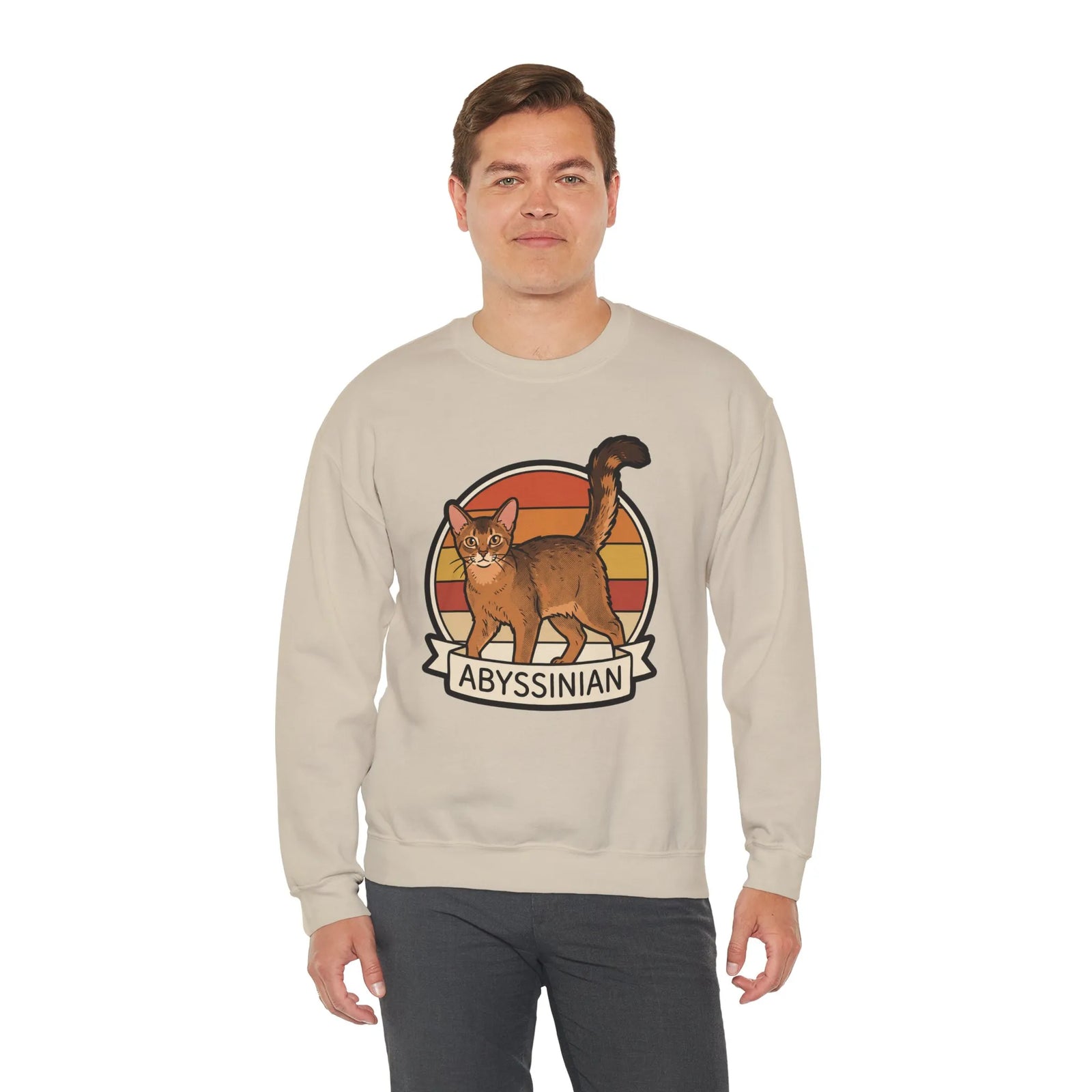 Abyssinian Retro 70s Sunset Sweatshirt - Heavy Blend Classic Crewneck - Unisex White
