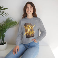 Raido Rune Journey Wheel Sweatshirt - Heavy Blend Classic Crewneck - Unisex White
