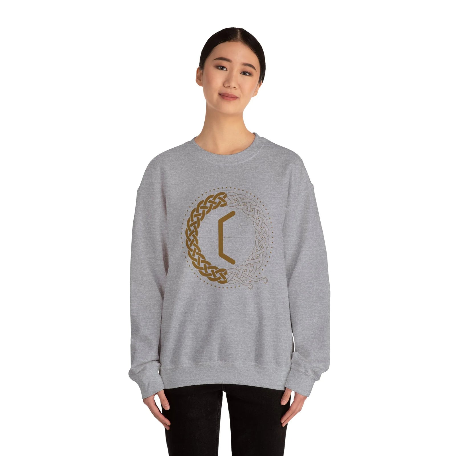 Perthro Rune Norse Mythology Sweatshirt - Heavy Blend Fleece Crewneck - Unisex White