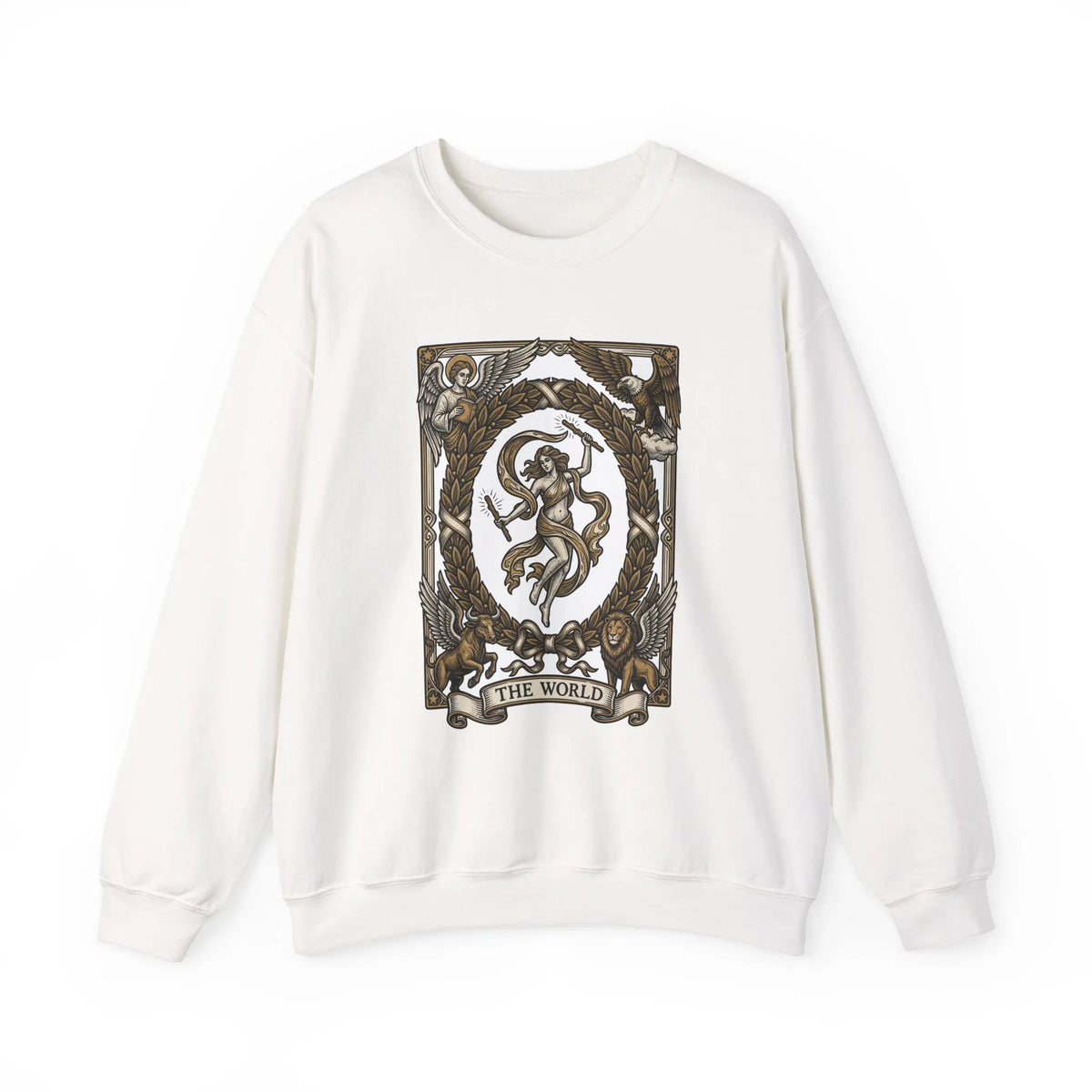 The World Tarot Card Sweatshirt - Heavy Blend Fleece Crewneck - Unisex White