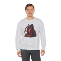 Nauthiz Rune Need-Fire Graphic Sweatshirt - Heavy Blend Crewneck Fleece - Unisex White