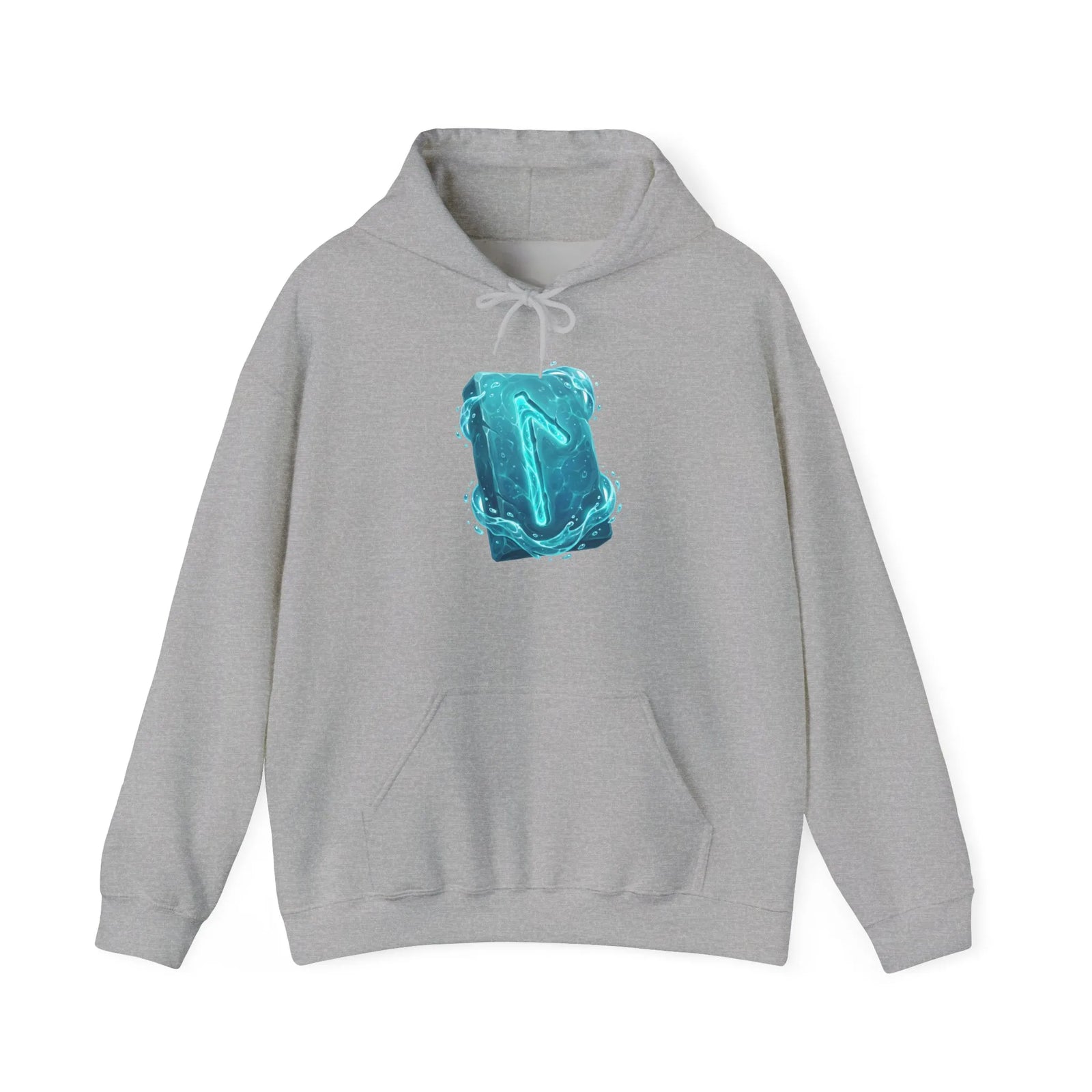 Laguz Water Rune Graphic Hoodie - Soft Fleece Blend Pullover - Unisex White
