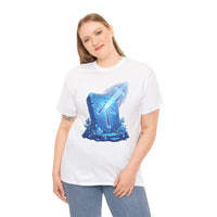 Tiwaz Tyr Sky Sword Graphic T-Shirt - Heavy Cotton Classic Fit Tee - Unisex White