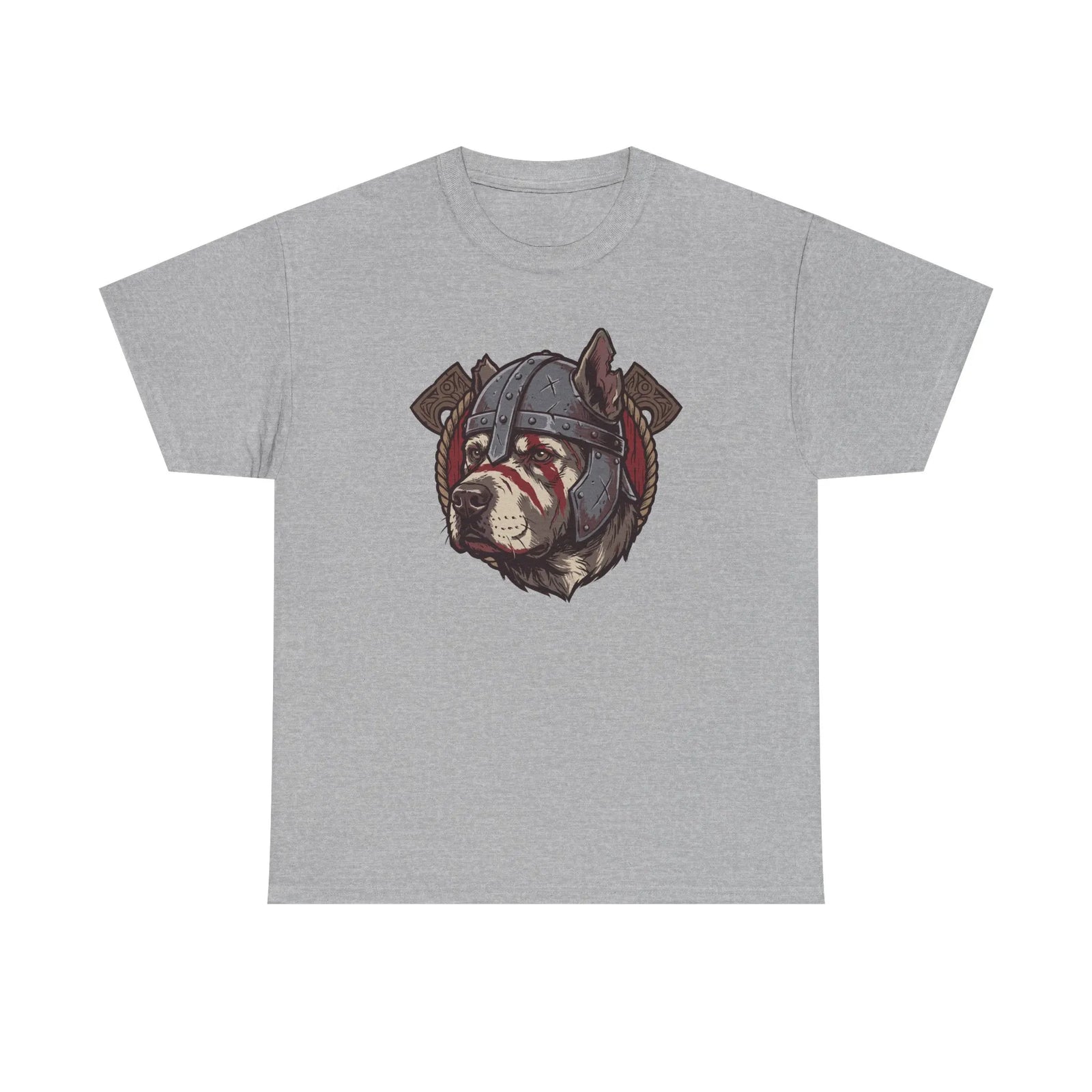 Viking Berserker Dog Warpaint T-Shirt - Heavy Cotton Classic Fit Tee - Unisex White