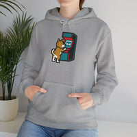 8-Bit Pixel Gaming Dogs Hoodie - Soft Cotton Blend Pullover Fleece - Unisex White