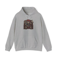 Viking Berserker Cat Graphic Hoodie - Cozy Heavy Blend Fleece Pullover - Unisex Sport Grey