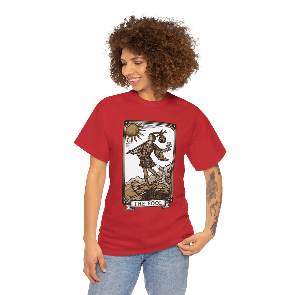 The Fool Tarot Card Graphic T-Shirt - Heavy Cotton Classic Fit Tee - Unisex White