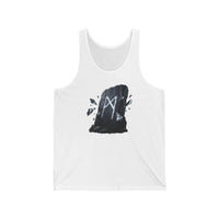 Mannaz Rune Stone Graphic Tank Top - Soft Ringspun Cotton Retail Fit - Unisex White