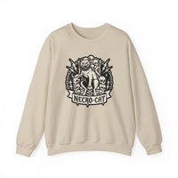 Skull Throne Heavy Metal Cats Sweatshirt - Heavy Blend Fleece Crewneck - Unisex White