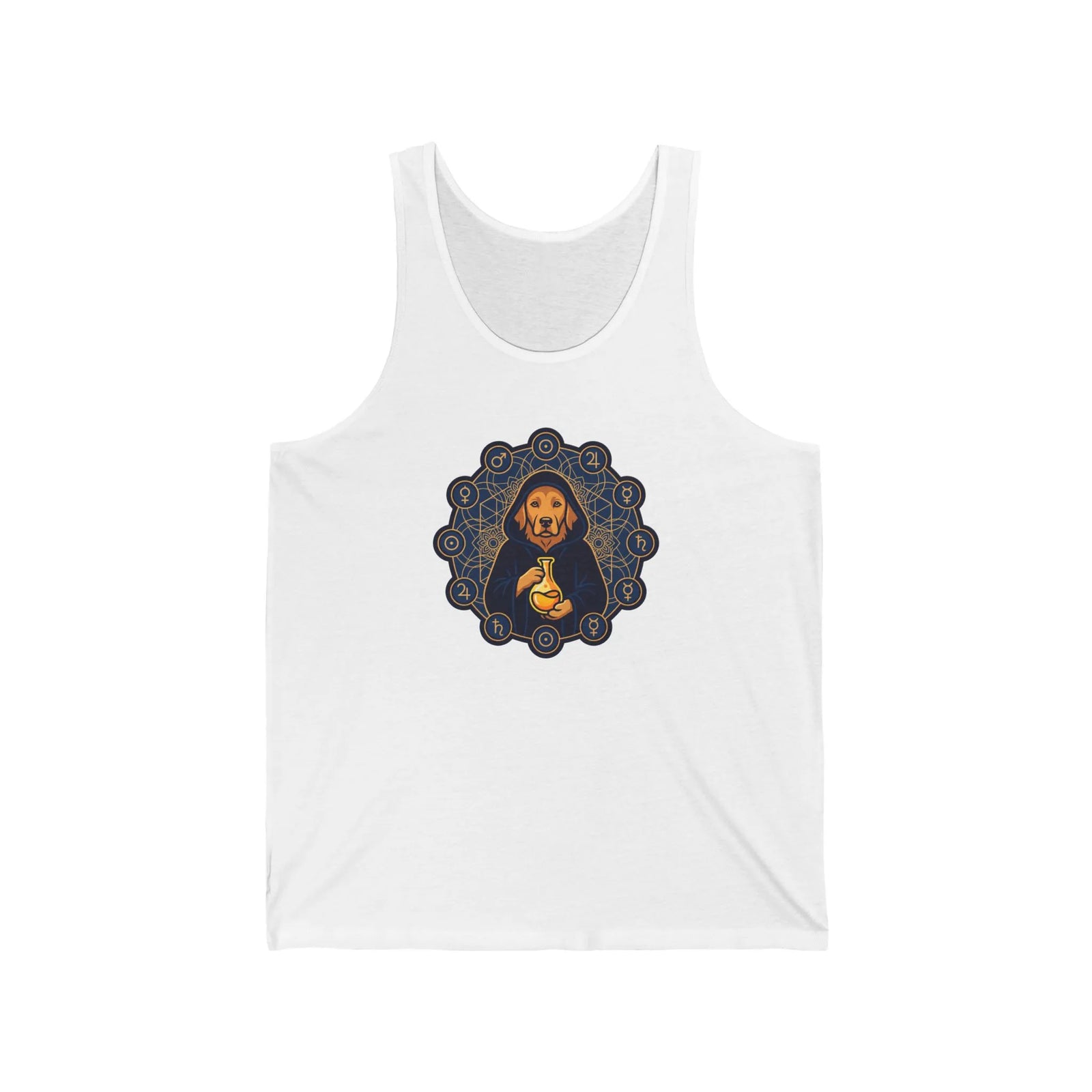 Alchemist Dog Sacred Geometry Tank Top - Lightweight Jersey Cotton Retail Fit - Unisex Athletic Heather