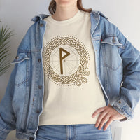 Wunjo Rune Norse Knotwork T-Shirt - Heavy Cotton Classic Fit Tee - Unisex White