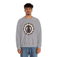 Meditating Dog Sacred Geometry Sweatshirt - Heavy Blend Fleece Crewneck - Unisex White