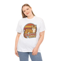Retro 70s Sunset Orange Tabby T-Shirt - Heavyweight 100% Cotton Classic Fit - Unisex Off White