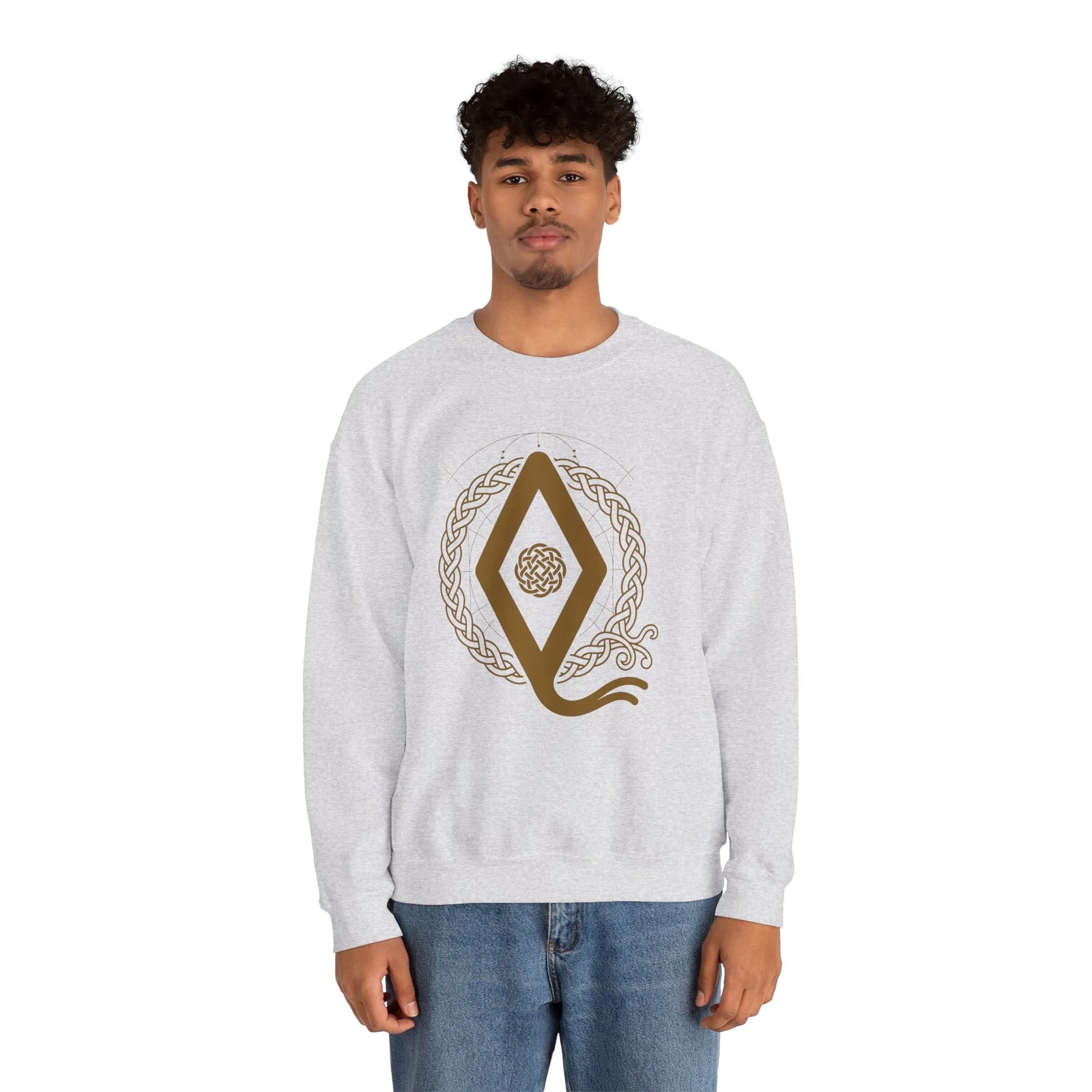Ingwaz Rune Seed Potential Sweatshirt - Classic Fit Cotton-Poly Crewneck - Unisex White