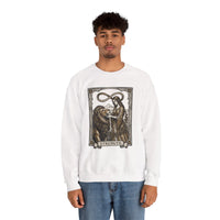 Strength Tarot Card Sweatshirt - Heavy Blend Crewneck Fleece - Unisex White