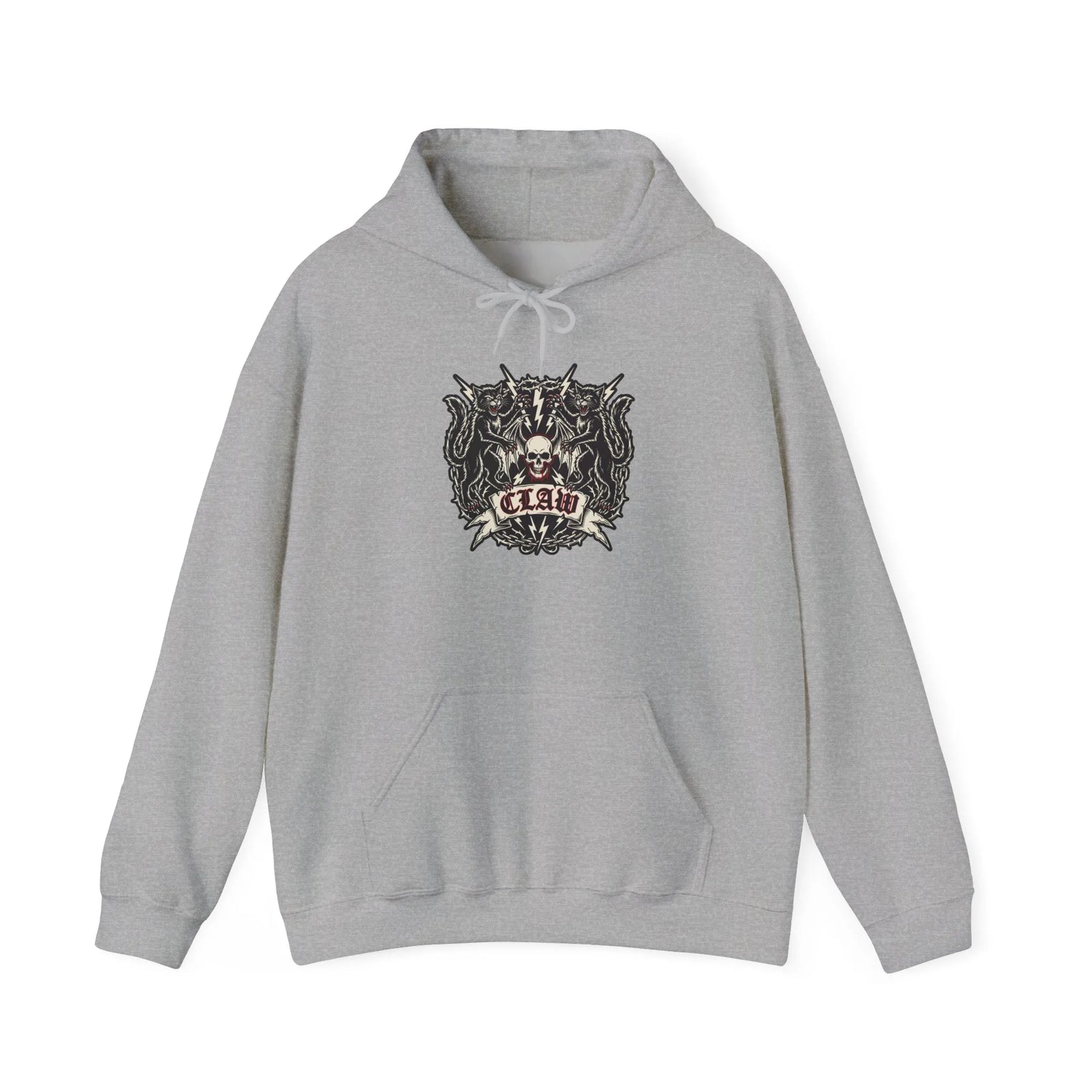 Band Crest Heavy Metal Rocker Cats Hoodie - Heavyweight Cotton Blend Classic Fit - Unisex White
