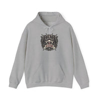 Band Crest Heavy Metal Rocker Cats Hoodie - Heavyweight Cotton Blend Classic Fit - Unisex White