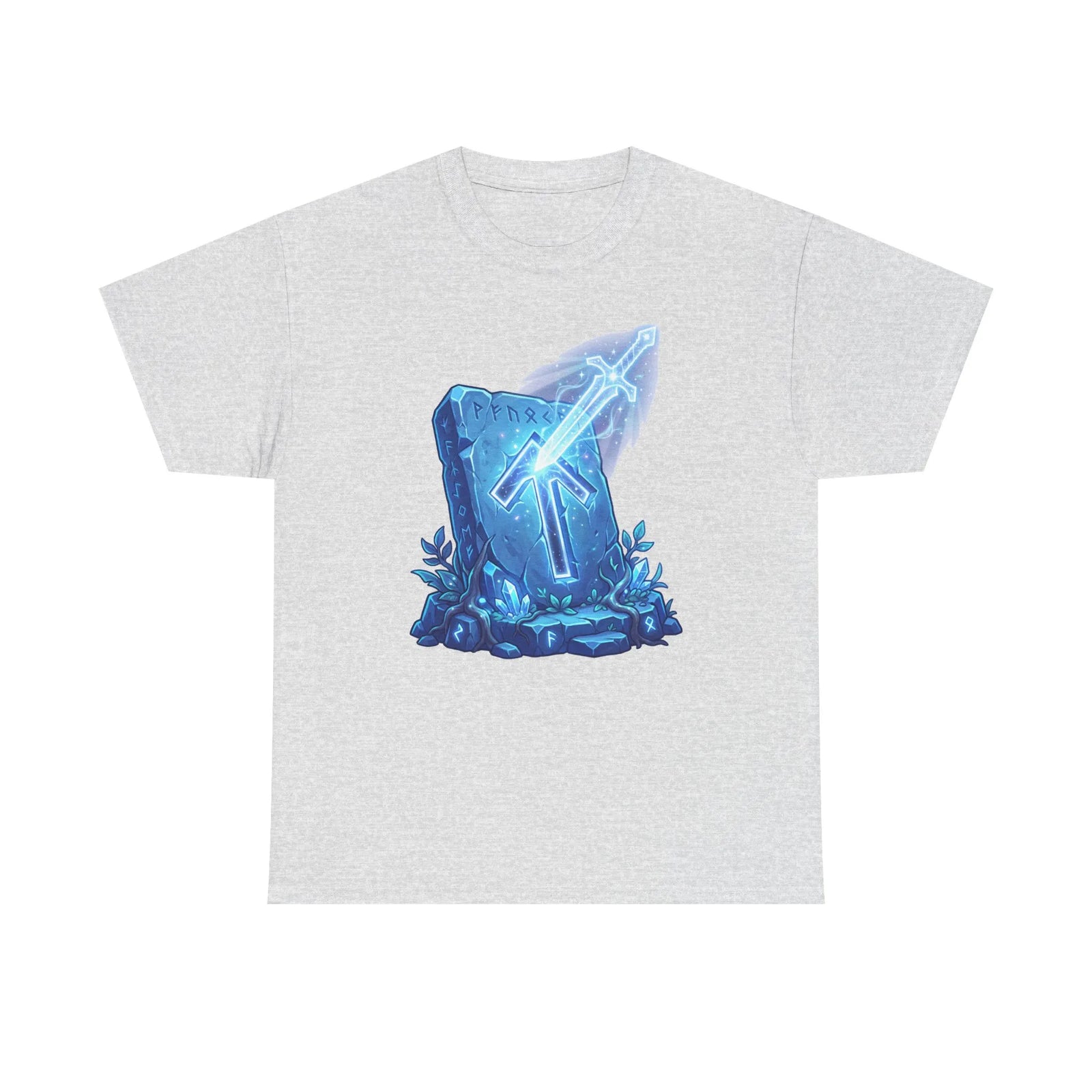 Tiwaz Tyr Sky Sword Graphic T-Shirt - Heavy Cotton Classic Fit Tee - Unisex White