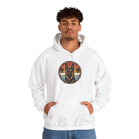 German Shepherd Aviator 70s Sunset Hoodie - Heavy Blend Fleece Pullover - Unisex White