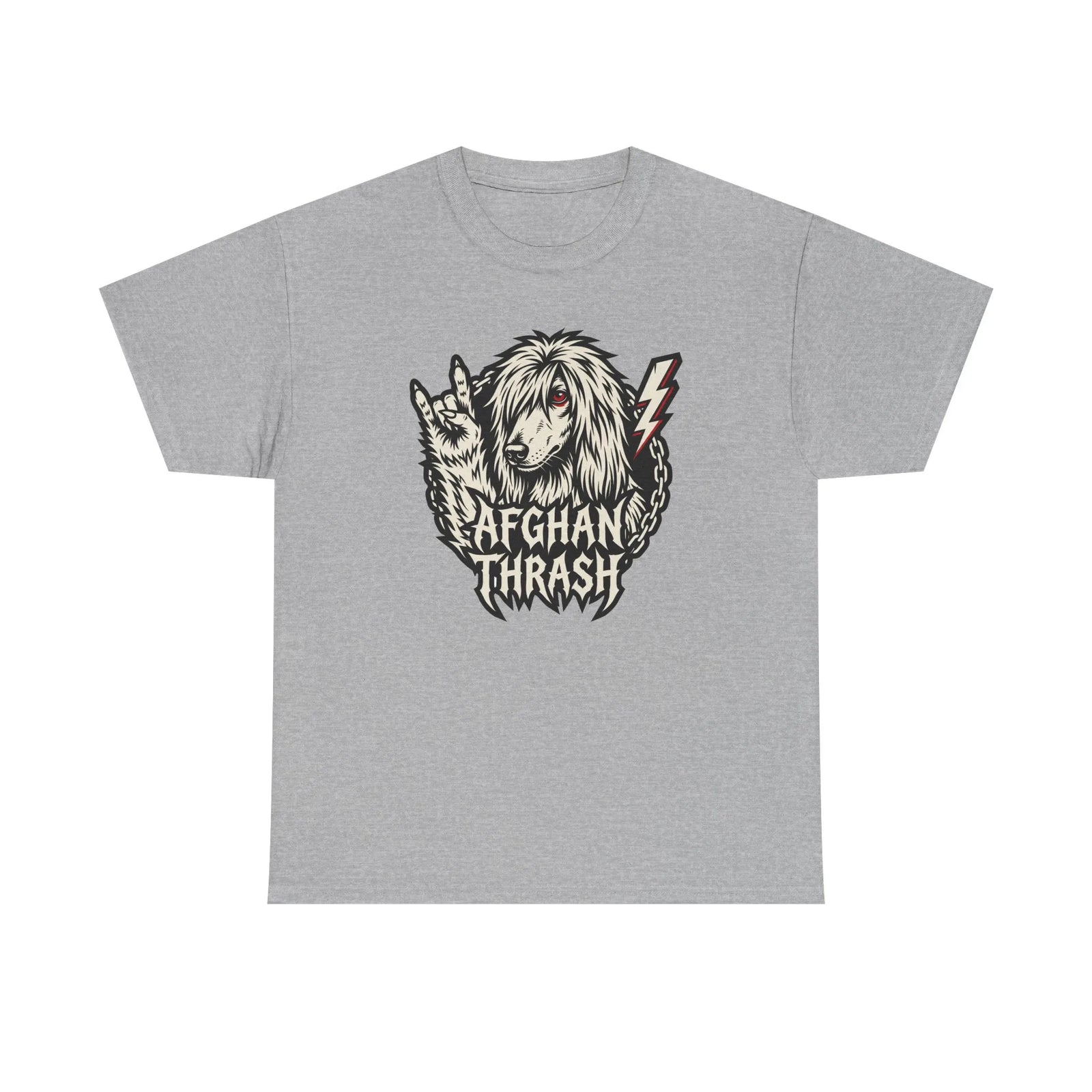 Headbanger Rocker Dogs Graphic T-Shirt - Heavy Cotton Classic Fit Tee - Unisex White