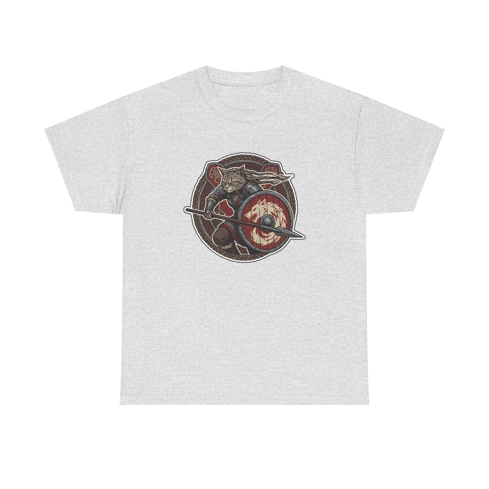 Viking Berserker Cats Shieldmaiden T-Shirt - Heavy Cotton Classic Fit Tee - Unisex White