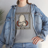 Freyja's Sacred Cat Runestone T-Shirt - Heavy Cotton Classic Fit Tee - Unisex White