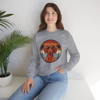 Dachshund Sunset Aviators Sweatshirt - Heavy Blend Fleece Crewneck - Unisex White
