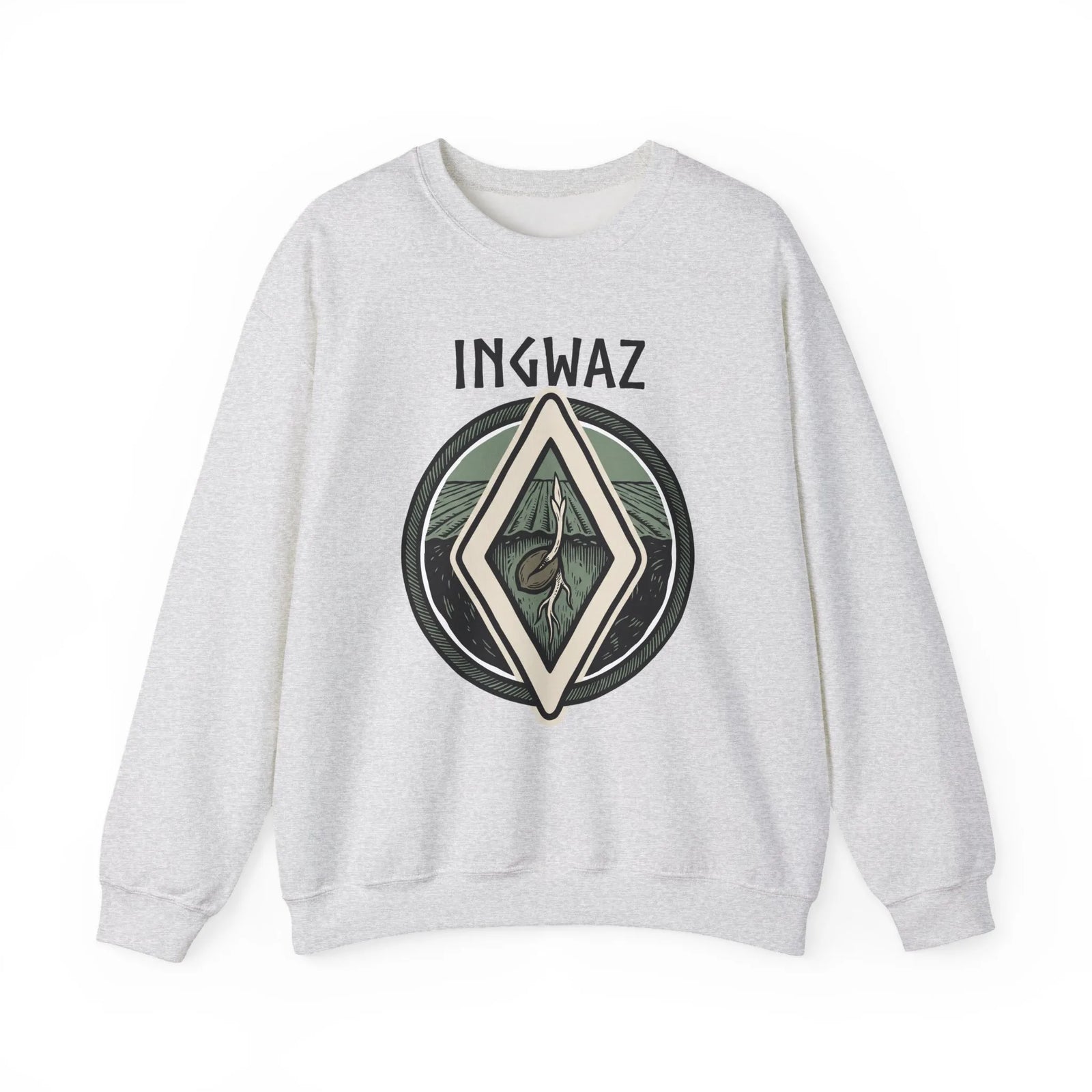 Ingwaz Rune Seed Potential Sweatshirt - Classic Fit Heavy Blend Crewneck - Unisex Ash