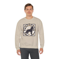 Sacred Geometry Spirit Dog Sweatshirt - Heavyweight Cotton Blend Crewneck - Unisex White
