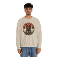 German Shepherd 70s Sunset Aviators Sweatshirt - Heavy Blend Cotton-Poly Crewneck - Unisex White
