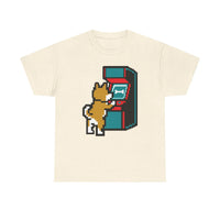 8-Bit Pixel Gaming Dog T-Shirt - Heavyweight Cotton Classic Fit Tee - Unisex White