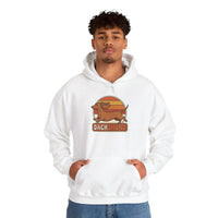 Dachshund Retro 70s Sunset Hoodie - Classic Fit Fleece Pullover - Unisex White