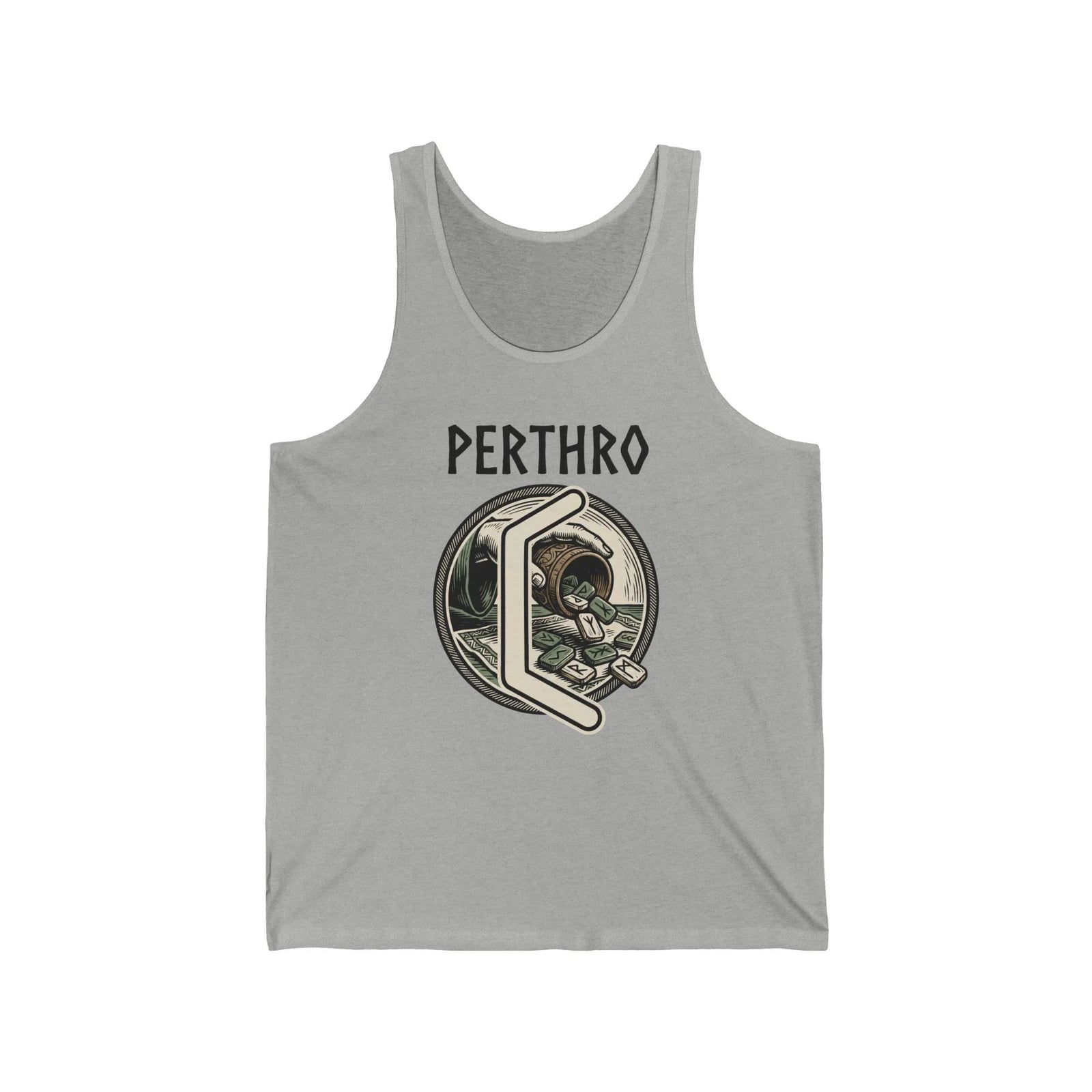 Perthro Rune Lot Cup Graphic Tank Top - Lightweight Airlume Cotton Jersey - Unisex White