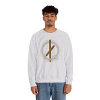 ᚾ Nauthiz Runic Design Sweatshirt - Heavy Blend Crewneck Fleece - Unisex White