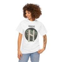 Hagalaz Rune Nordic Graphic T-Shirt - Heavy Cotton Classic Fit Tee - Unisex White