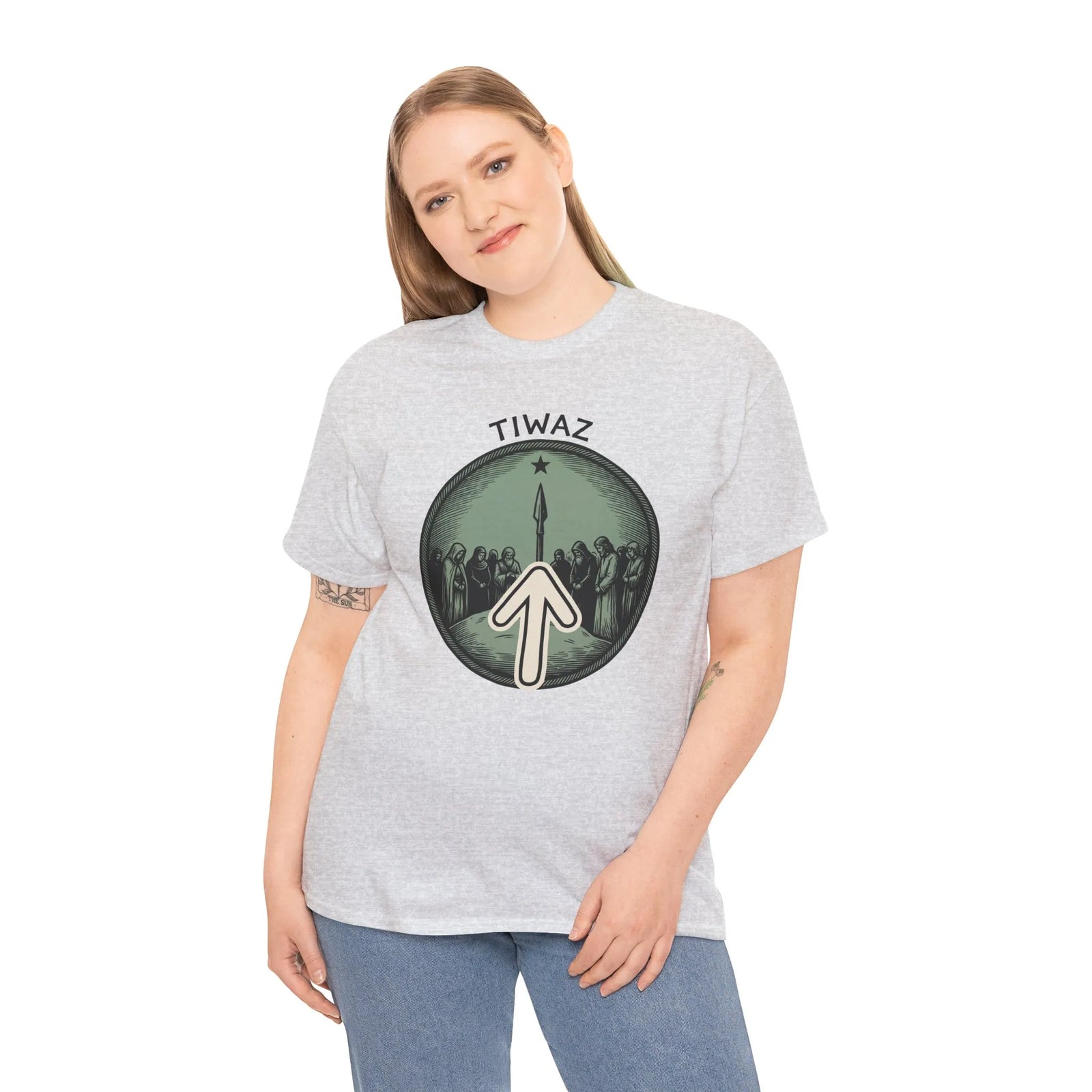 Tiwaz Rune Graphic T-Shirt - Heavy Cotton Classic Fit Tee - Unisex White