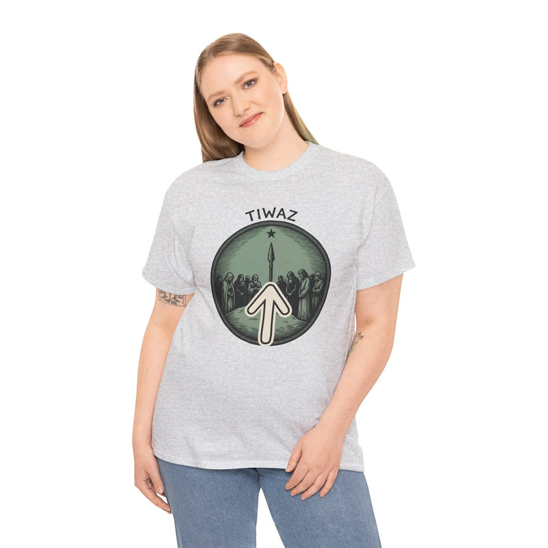 Tiwaz Rune Graphic T-Shirt - Heavy Cotton Classic Fit Tee - Unisex White
