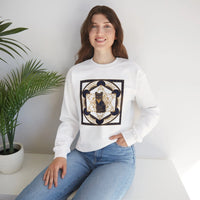 Metatron's Cat Sacred Geometry Sweatshirt - Heavy Blend Fleece Crewneck - Unisex White