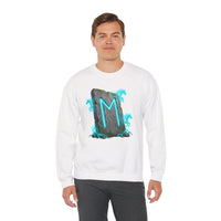 Ehwaz Rune Spirit Horse Sweatshirt - Heavy Blend Classic Fit Crewneck - Unisex White