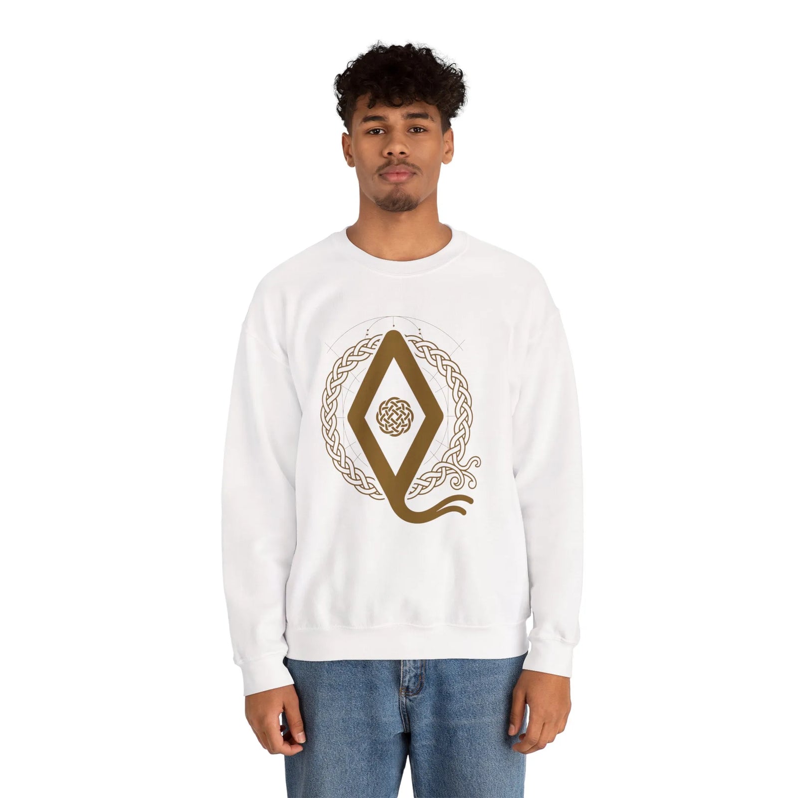 Ingwaz Rune Seed Potential Sweatshirt - Classic Fit Cotton-Poly Crewneck - Unisex White