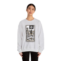 Tarot Death Card Graphic Sweatshirt - Heavy Blend Classic Fit Crewneck - Unisex White